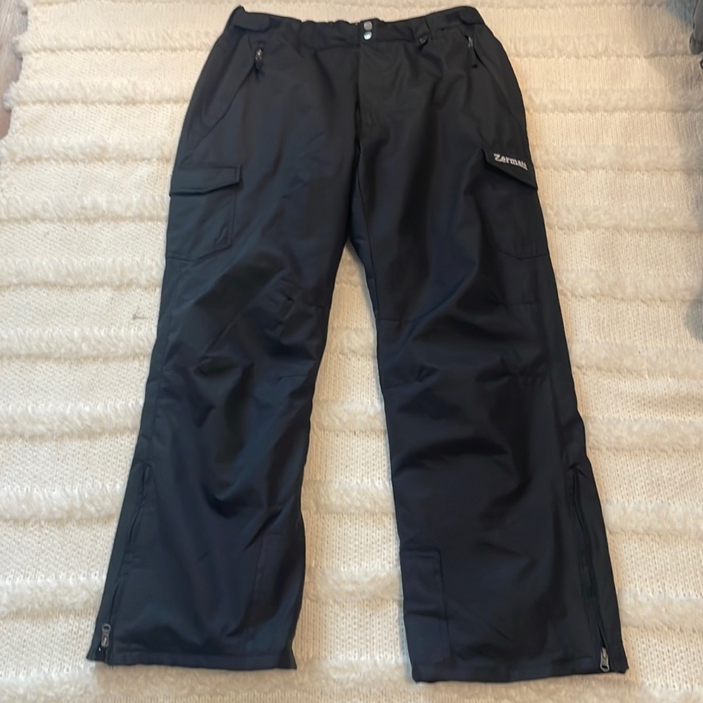 Zermatt snow ski pants snowboarding insulated black zipper pockets men’s size XL